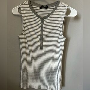 Doe & Rae Gray and White Striped Top
